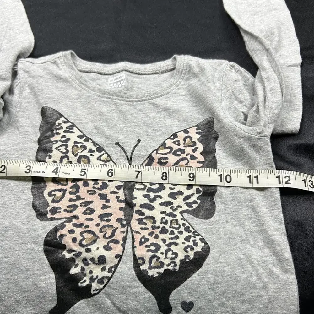 Old Navy Girls 4T‎ Gray Cheetah Print Butterfly Long Sleeve Shirt